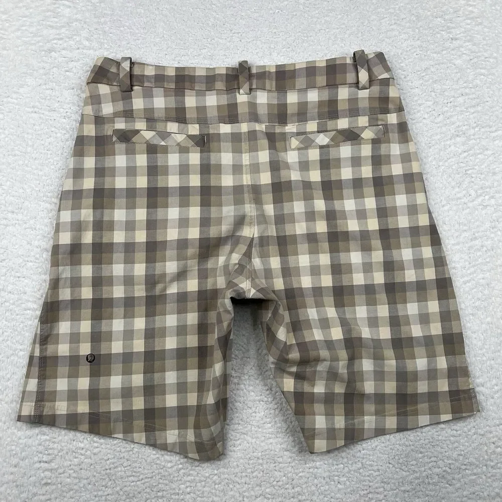 Lululemon Shorts Mens 36 Beige Plaid Chino Golf Performance‎ Casual Outdoors